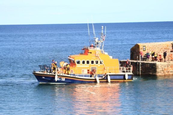 "RNLI boat on the high seas"