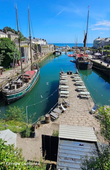 "Charlestown with harbour and boats"