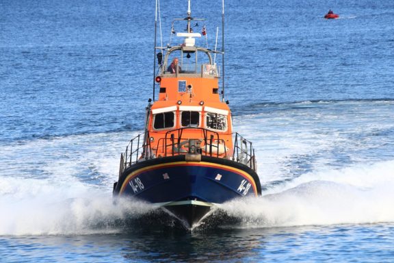 "RNLI boat on the high seas"